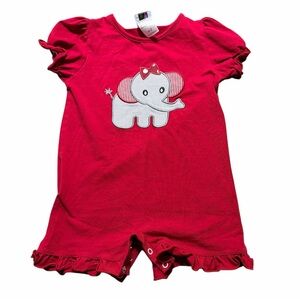 Red Elephant Baby Romper